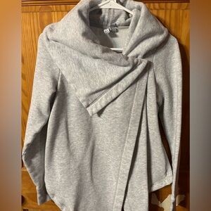 Zella Light Gray Wrap-Front Cowl Sweater